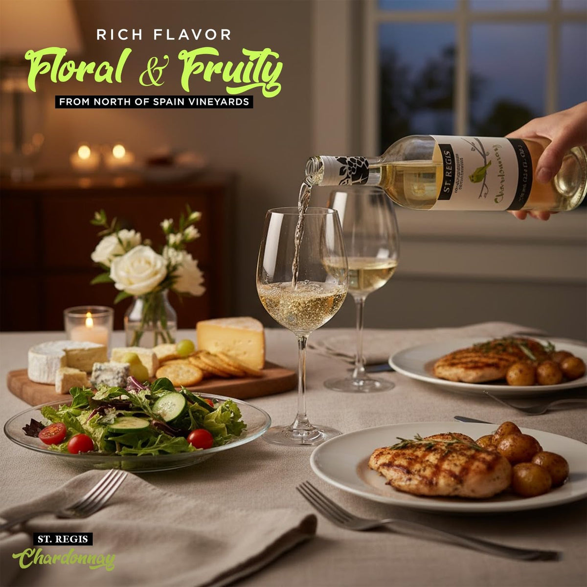 ST. REGIS Non-Alcoholic Chardonnay 25.4 Fl Oz (6 Pack) – Low Calorie & Sugar | North Spain Vineyards