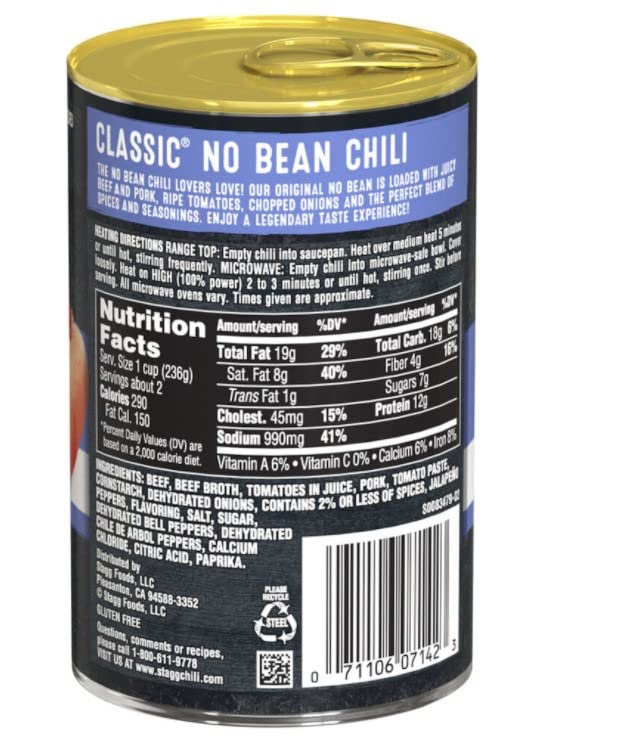 STAGG CLASSIC Chili No Beans – 12-Pack, 15 oz