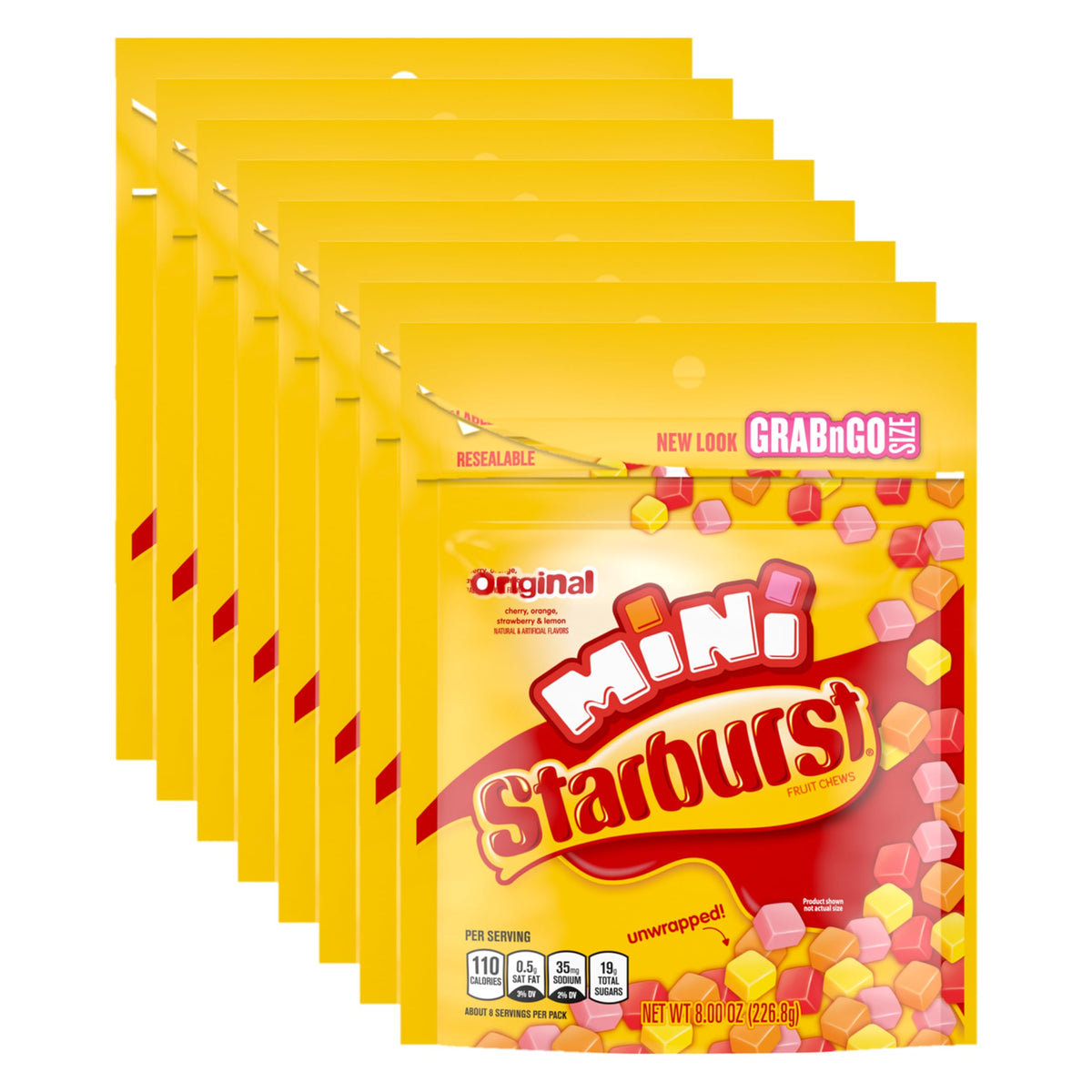 STARBURST Original Minis Fruit Chews – 8oz Bags, Bulk Pack of 8, Grab-N-Go