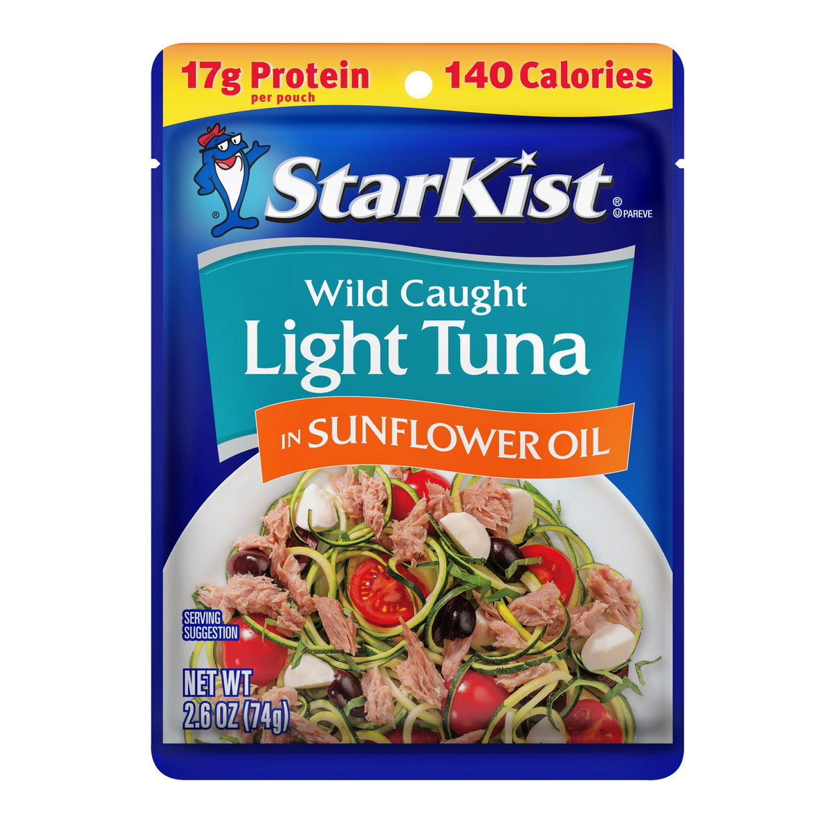 StarKist Light Tuna in Sunflower Oil Pouch – Ready to Eat, 17g Protein, Wild-Caught, Gluten Free & Soy Free (24 Pack)