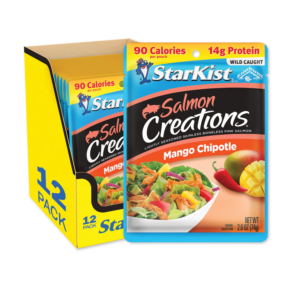 StarKist Salmon Creations Mango Chipotle Pouch – 2.6 oz (Pack of 12), Packaging May Vary