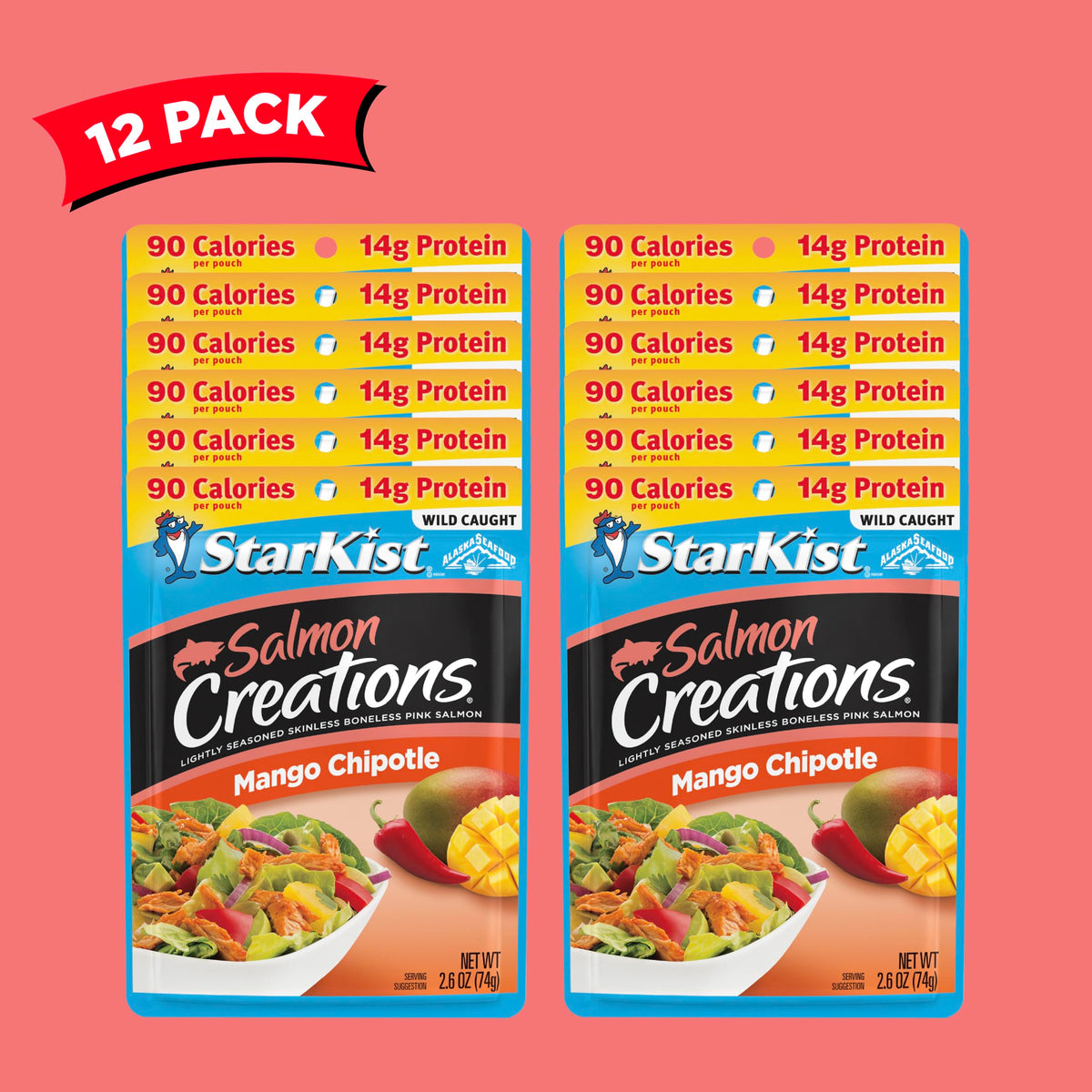 StarKist Salmon Creations Mango Chipotle Pouch – 2.6 oz (Pack of 12), Packaging May Vary
