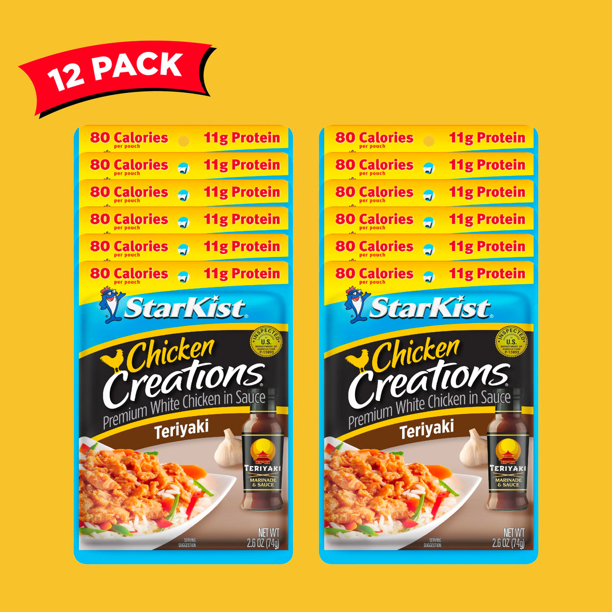 StarKist Chicken Creations Teriyaki Pouch – 12 Pack, Ready-to-Eat High-Protein White Meat