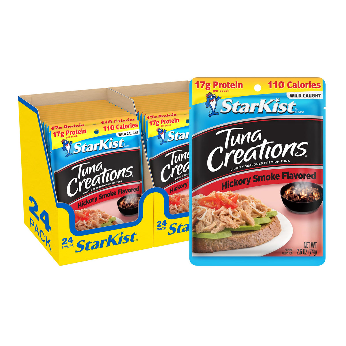 StarKist Tuna Creations Hickory Smoked Pouch, 24 Pack — Wild Caught, 17g Protein, Gluten & Soy Free