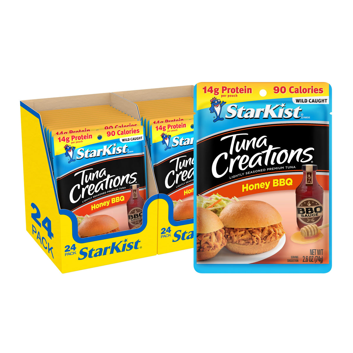StarKist Tuna Creations Honey BBQ Pouch – 2.6 oz x 24 Pack, Wild Caught, High Protein
