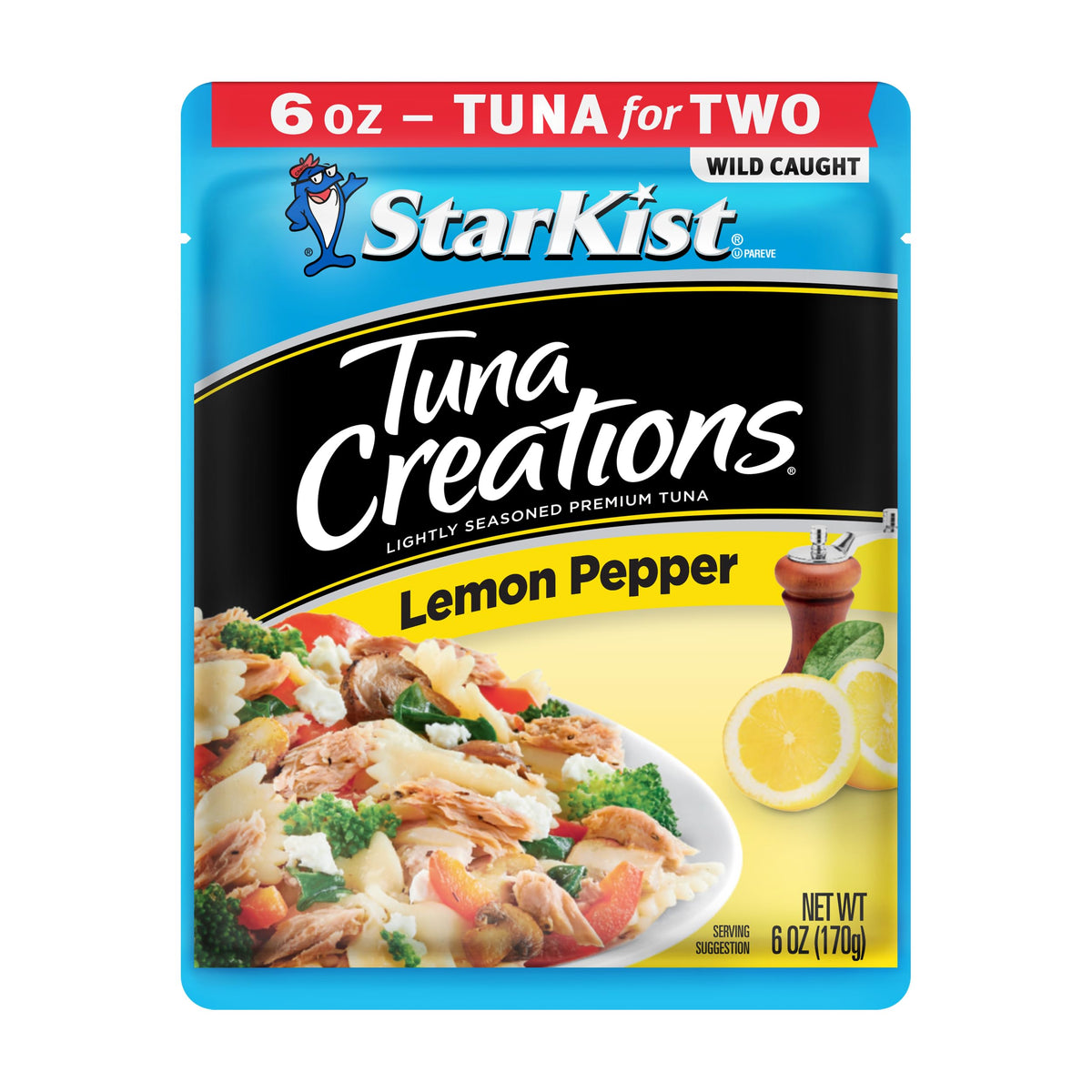 StarKist Tuna Creations Lemon Pepper Pouch – 6 oz, 12 Pack | Wild-Caught, High Protein, Gluten & Soy Free
