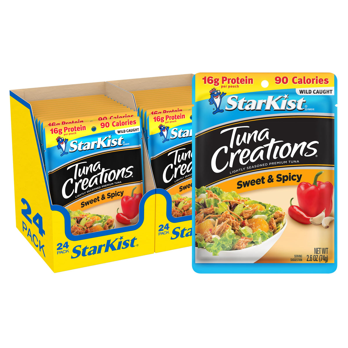 StarKist Tuna Creations Sweet & Spicy Pouch – 24 Pack, Wild Caught, 16g Protein, 90 Calories