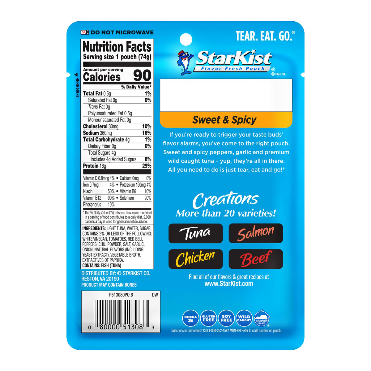 StarKist Tuna Creations Sweet & Spicy Pouch – 24 Pack, Wild Caught, 16g Protein, 90 Calories