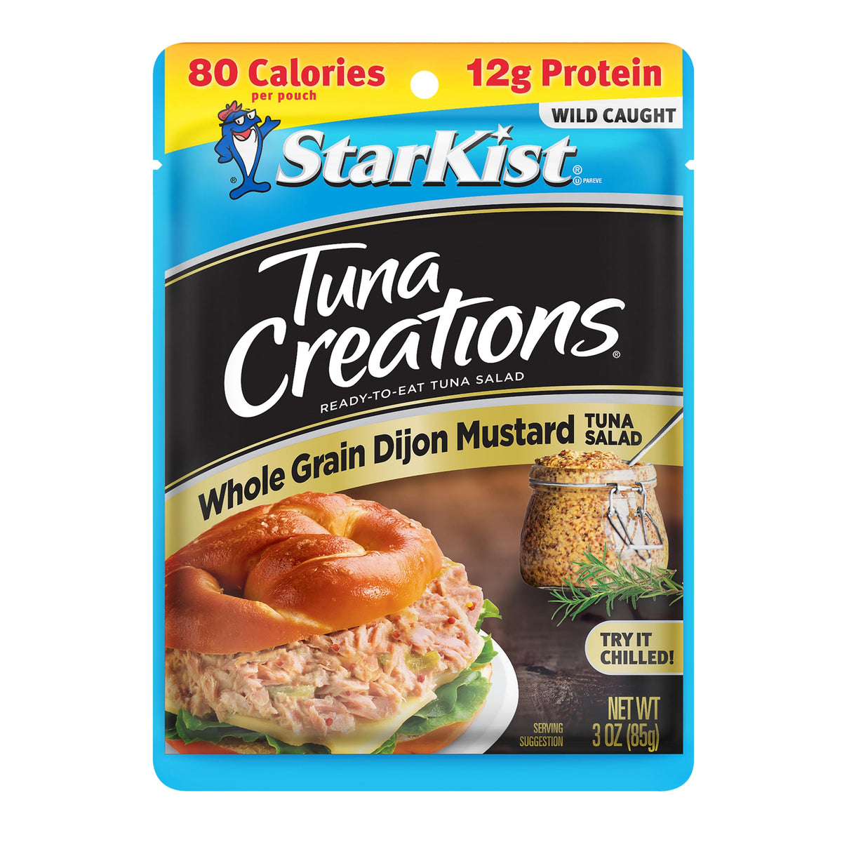 StarKist Tuna Creations Whole Grain Dijon Mustard Tuna Salad Pouch – Wild Caught, 12g Protein, 80 Cal, 24 Pack
