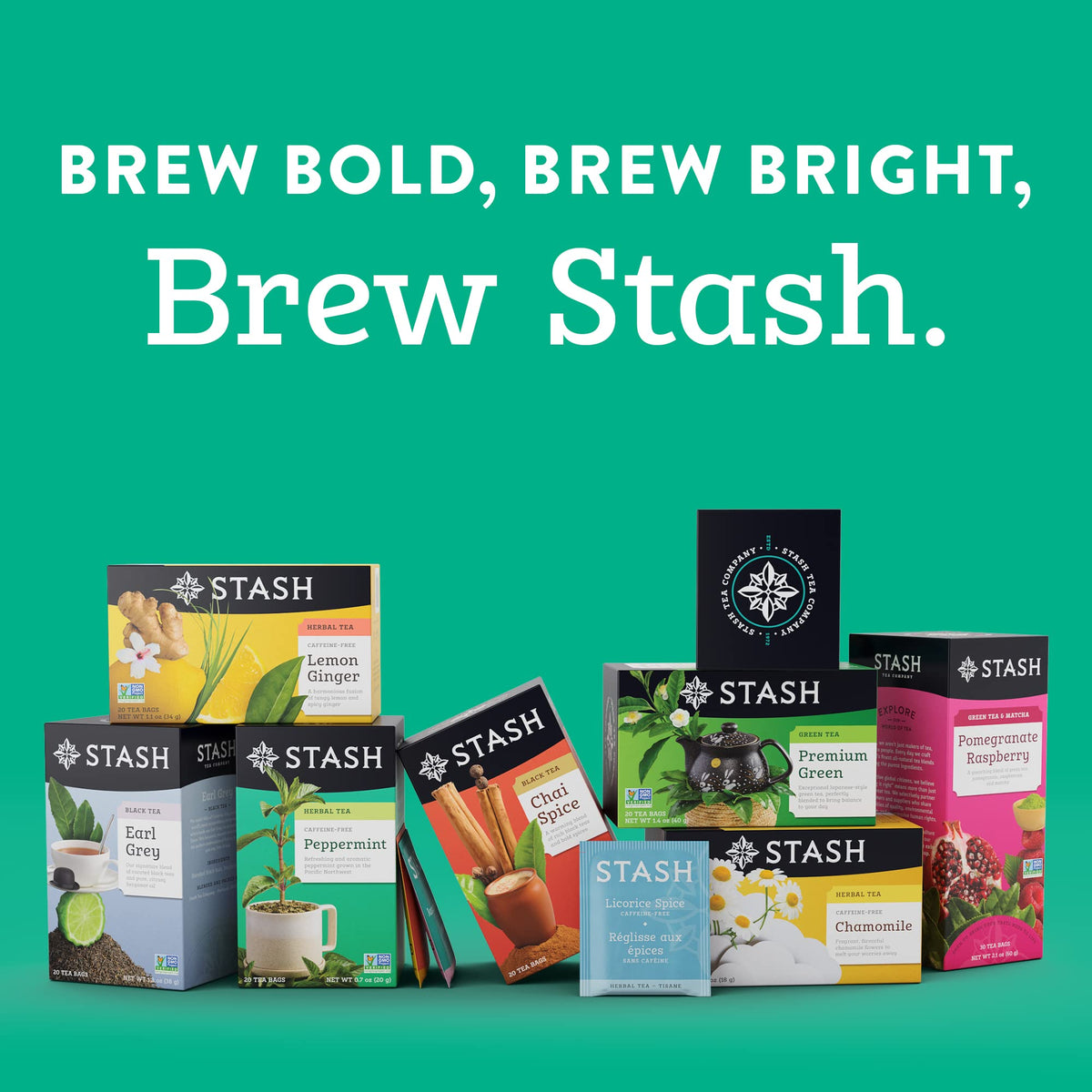 Stash Tea Pomegranate Raspberry & Matcha Green Tea — 108 Bags, Caffeinated, Non-GMO Project Verified