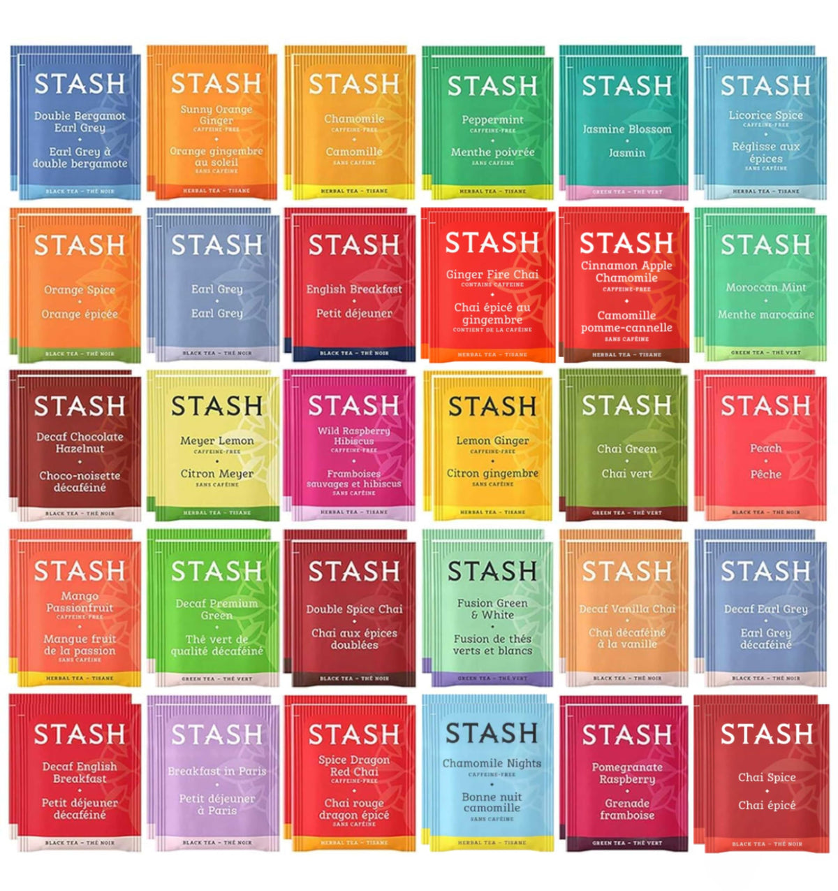 Stash Tea Bags Sampler Assortment – 52 Count, 30 Flavors Gift Set