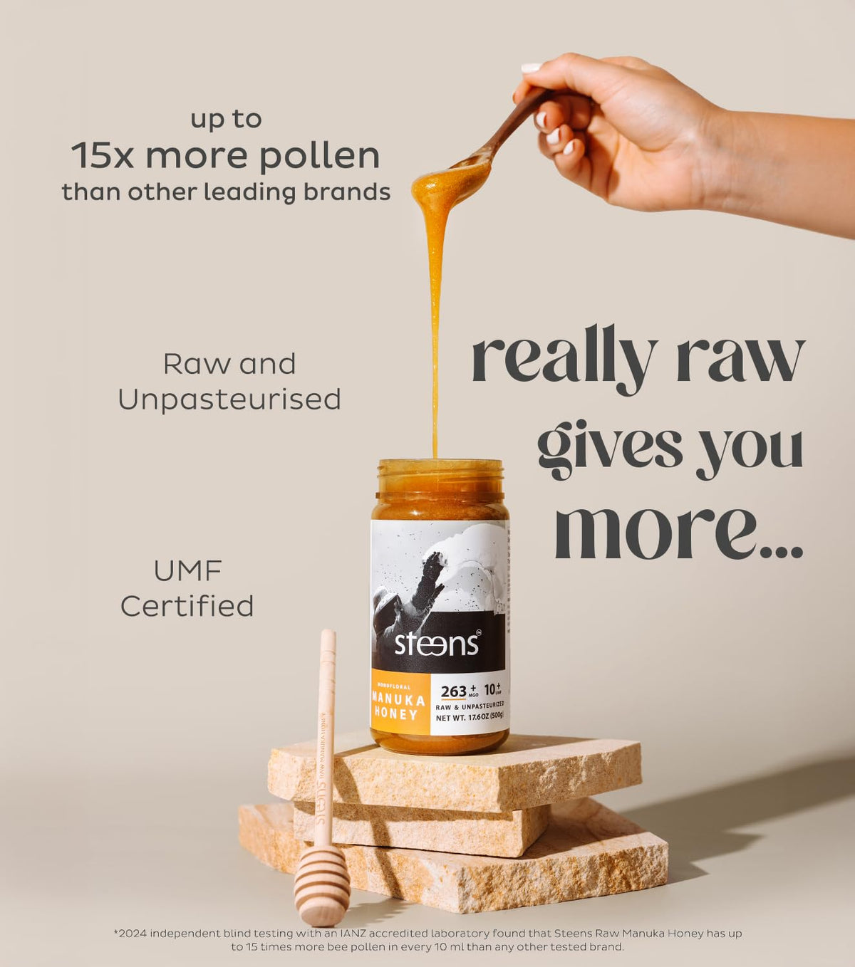 Steens Manuka Honey MGO 263+ | UMF 10+ Pure Raw NZ 17.6 oz Jar