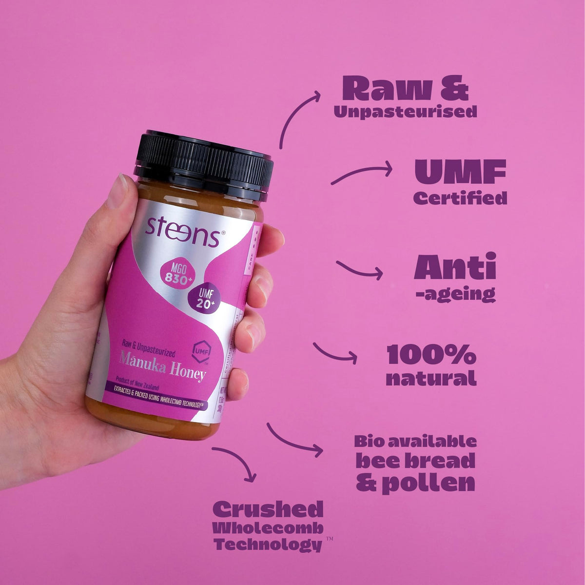 Steens Manuka Honey UMF 20+ • MGO 830+ • Raw & Unpasteurized, New Zealand • 17.6 oz