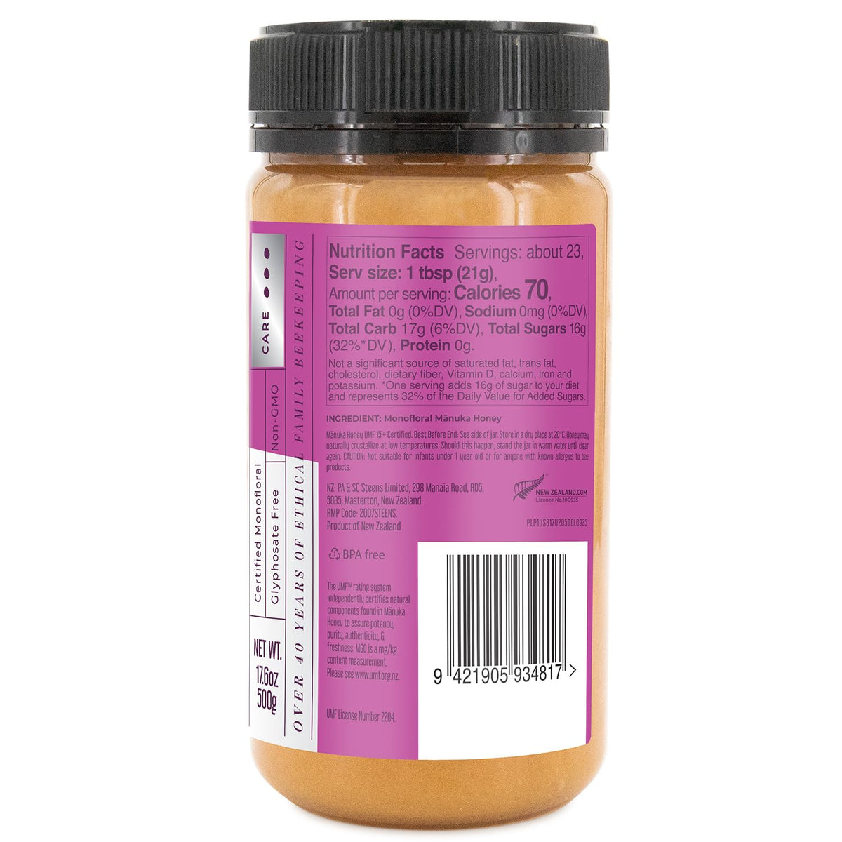 Steens Manuka Honey UMF 20+ • MGO 830+ • Raw & Unpasteurized, New Zealand • 17.6 oz