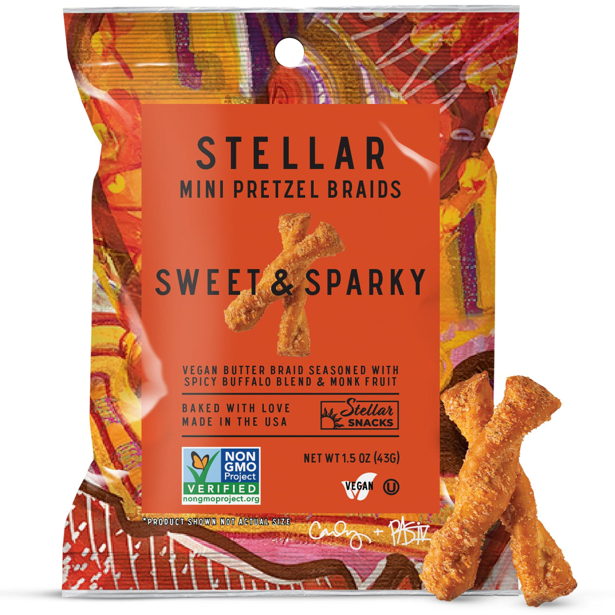 Stellar Snacks Mini Pretzel Braids Maui Monk – Vegan, Kosher, Non-GMO (24 x 1.5 oz)