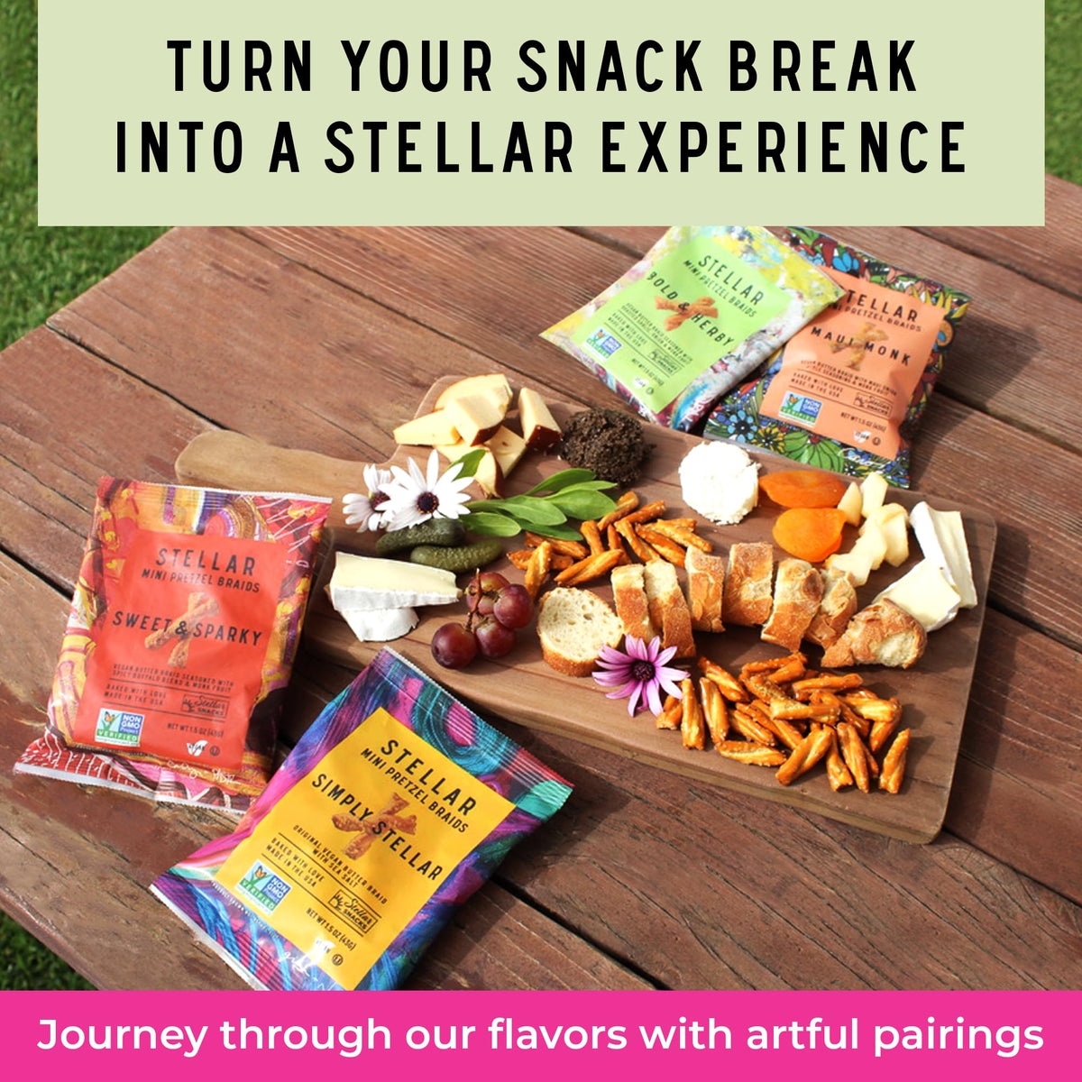 Stellar Snacks Mini Pretzel Braids – Vegan, Kosher, Non-GMO, 24-pack, Bold & Herby