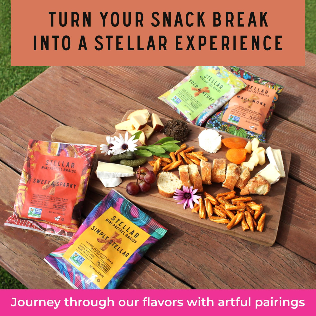 Stellar Snacks Mini Pretzel Braids Maui Monk – Vegan, Kosher, Non-GMO (24 x 1.5 oz)