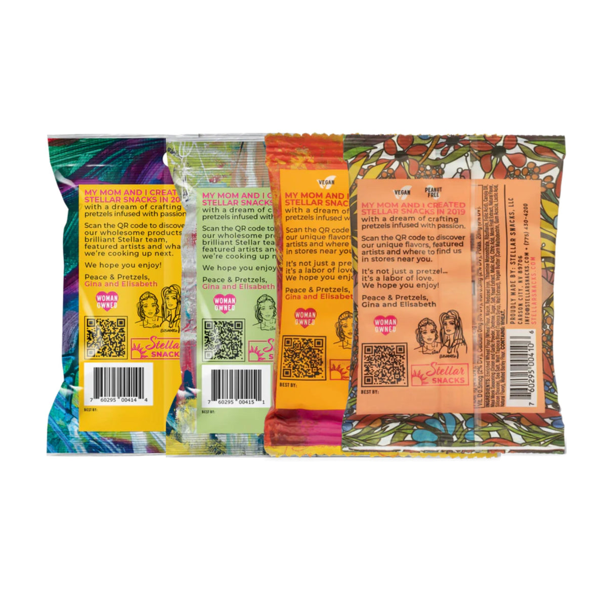 STELLAR SNACKS Mini Pretzel Braids – 4 Flavor Variety Pack, 24 Packs, Vegan, Kosher, Non-GMO