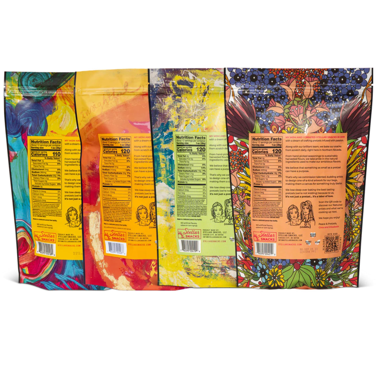 Stellar Snacks Pretzel Braids Variety Pack – 4 Flavors 12 oz Each | Vegan, Kosher, Non-GMO, Peanut Free