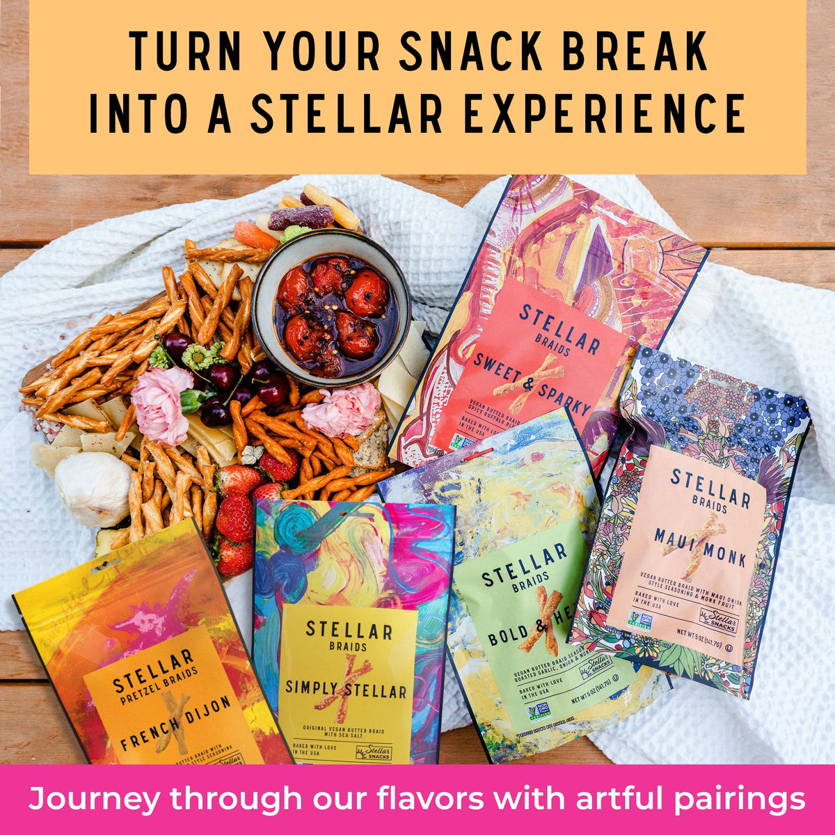 Stellar Snacks Mini Pretzel Braids Cinnamon Dolce – Vegan, Kosher, Non-GMO, 24-Pack