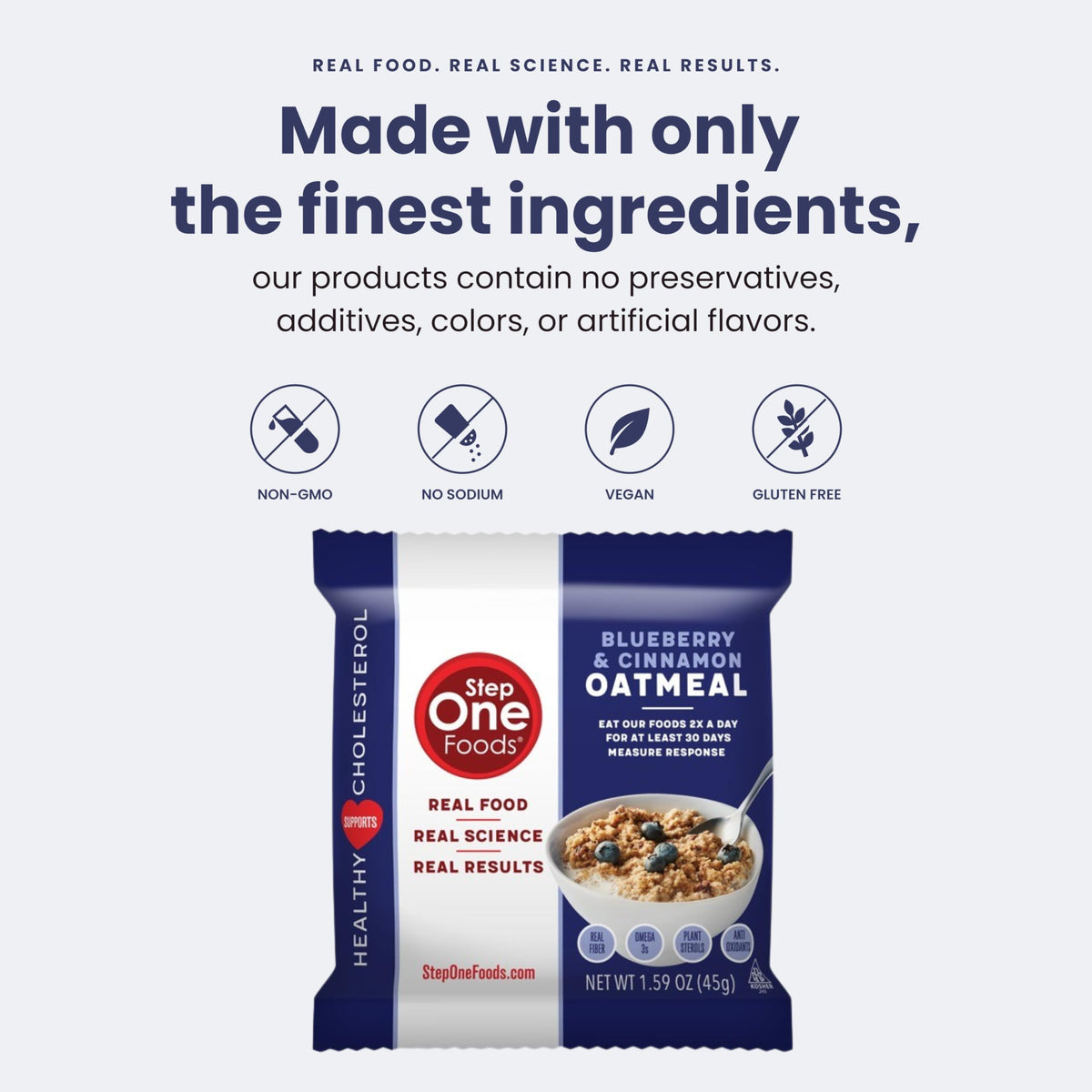 Step One Foods Blueberry Cinnamon Oatmeal – Heart Health, Plant Sterols, Omega-3, Fiber