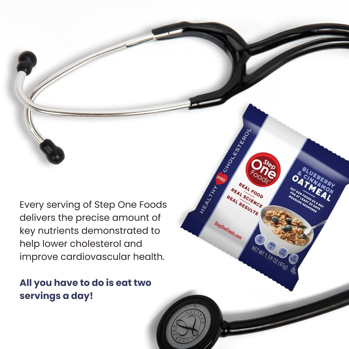 Step One Foods Blueberry Cinnamon Oatmeal – Heart Health, Plant Sterols, Omega-3, Fiber