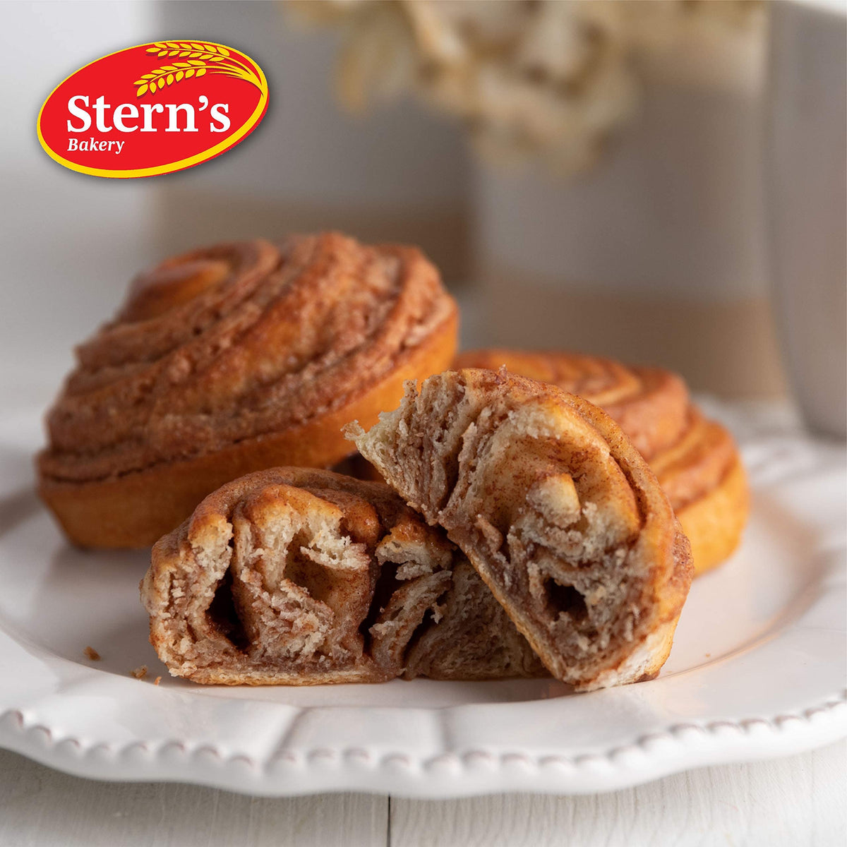 Stern's Bakery Cinnamon Buns Breakfast Pastry – 18 Individually Wrapped Cinnamon Rolls