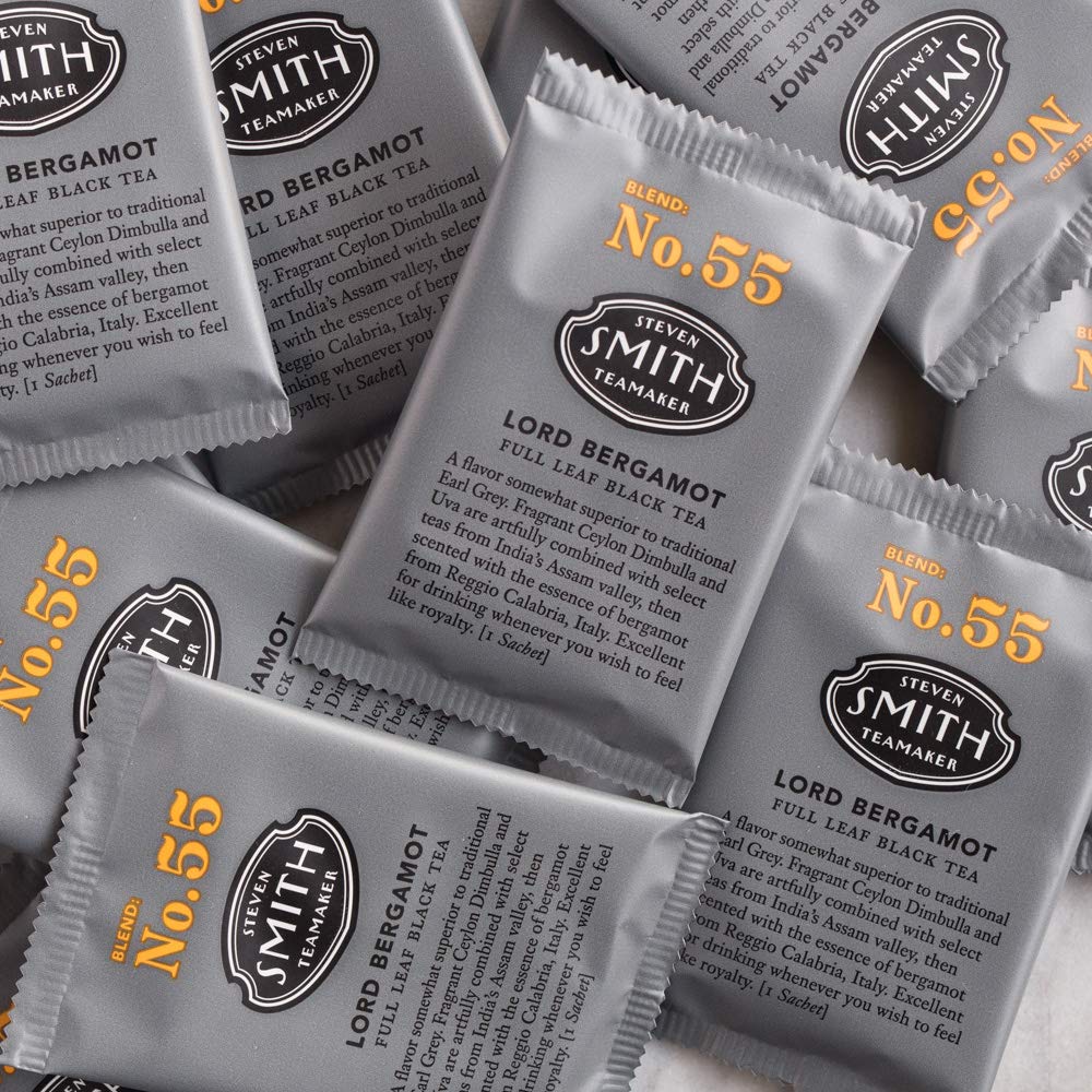 Steven Smith Teamaker Lord Bergamot No. 55 – Caffeinated Sugar-Free Full-Leaf Earl Grey Tea (100 Sachets)