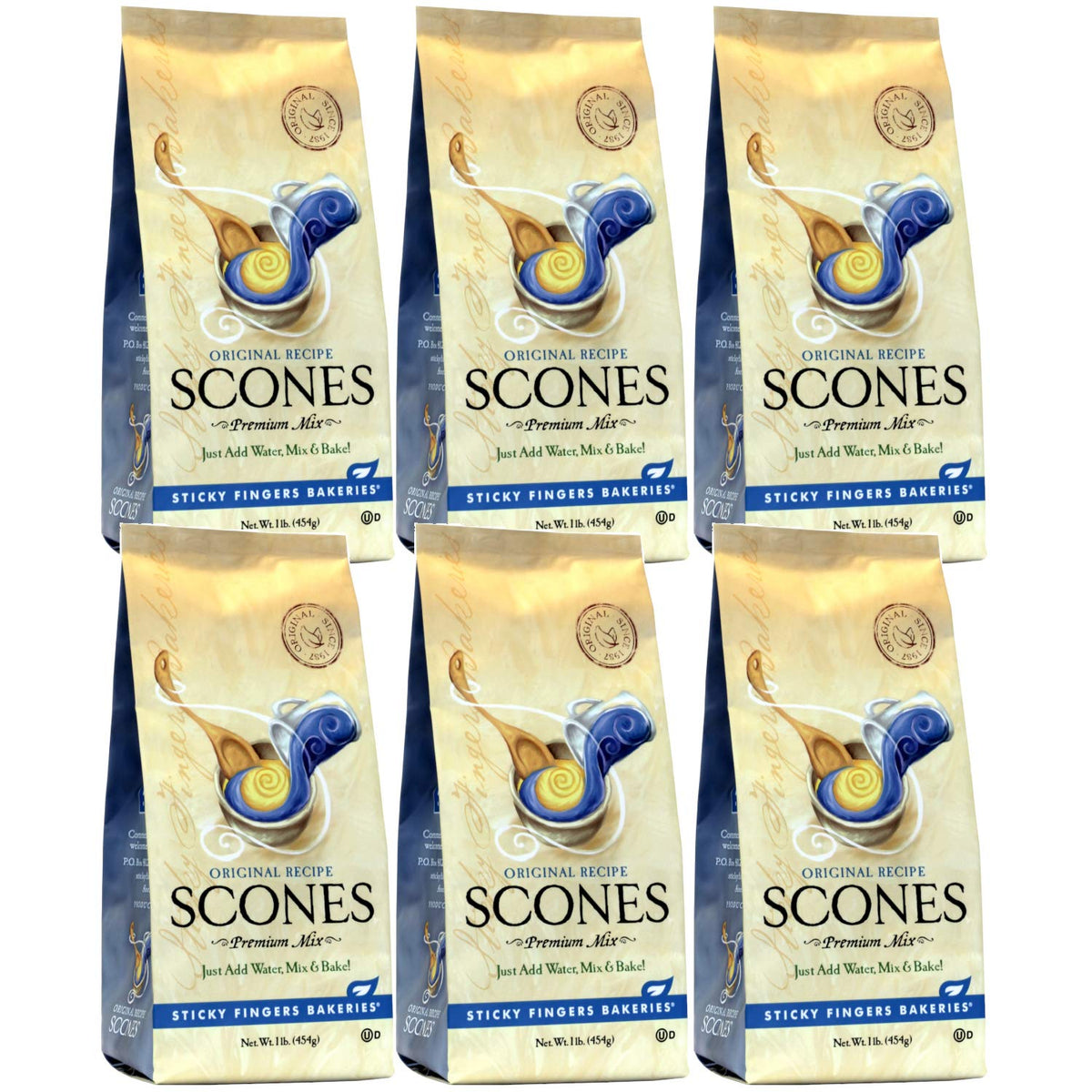 Sticky Fingers English Scone Mix – Original Flavor, Quick Homemade Scones (Makes 12, 6 Pack)