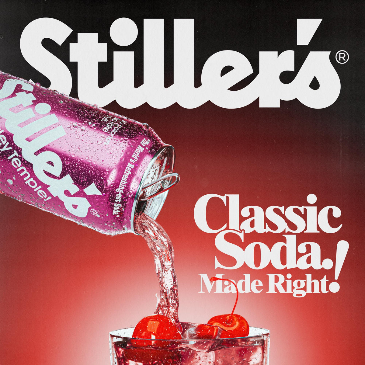 STILLER'S Natural Soda - Shirley Temple (12 Cans): 30 Cal, Real Cherry & Lime, Vitamin D/C/B12, Caffeine Free