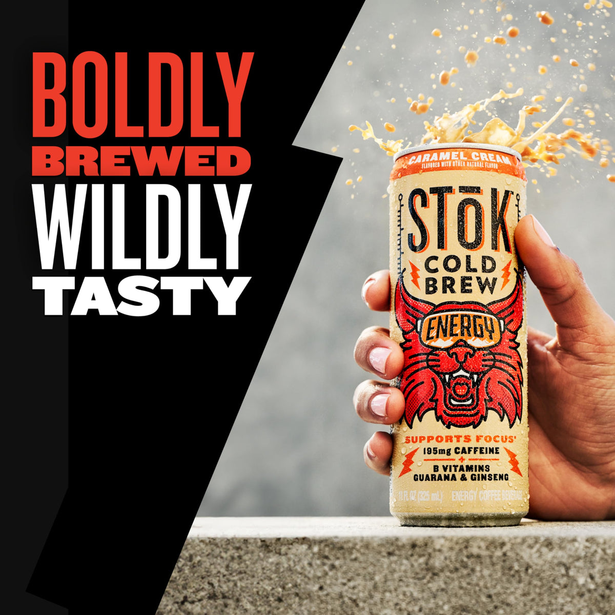 STOK Cold Brew Energy Caramel Cream — 195 mg Caffeine, Ready-to-Drink Coffee (11 fl oz, 12pk)