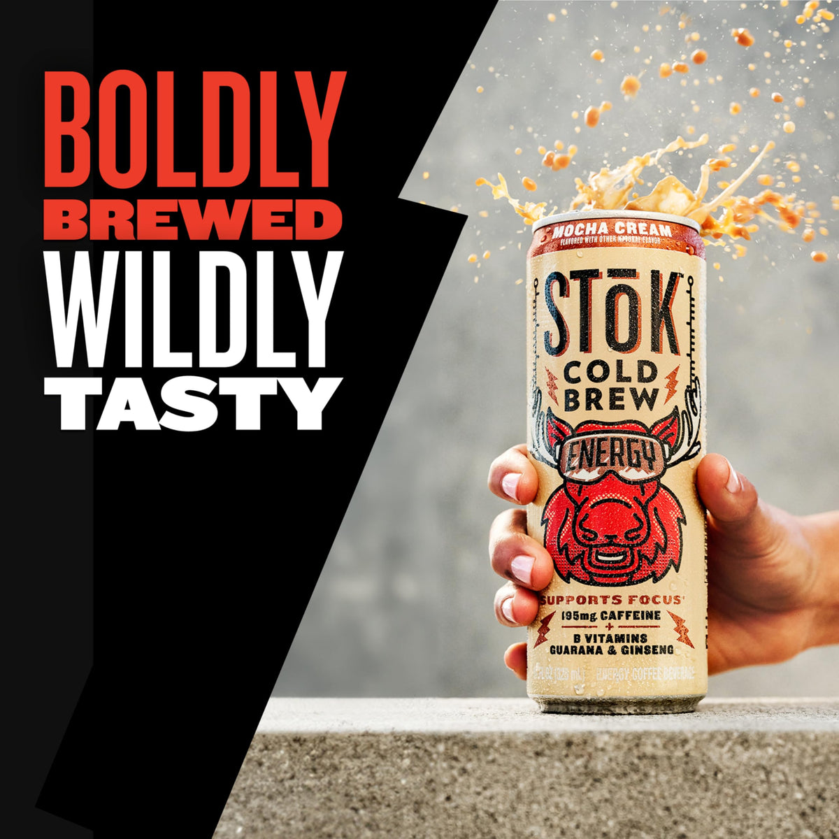 STOK Cold Brew Energy Mocha Cream – 195 mg Caffeine, 11oz Can, 12-Pack