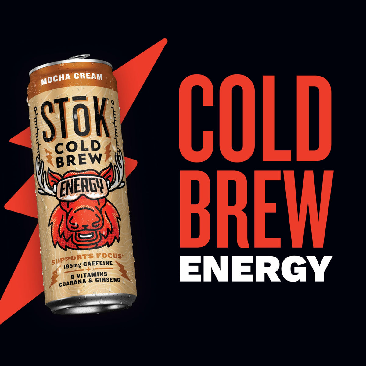 STOK Cold Brew Energy Mocha Cream – 195 mg Caffeine, 11oz Can, 12-Pack