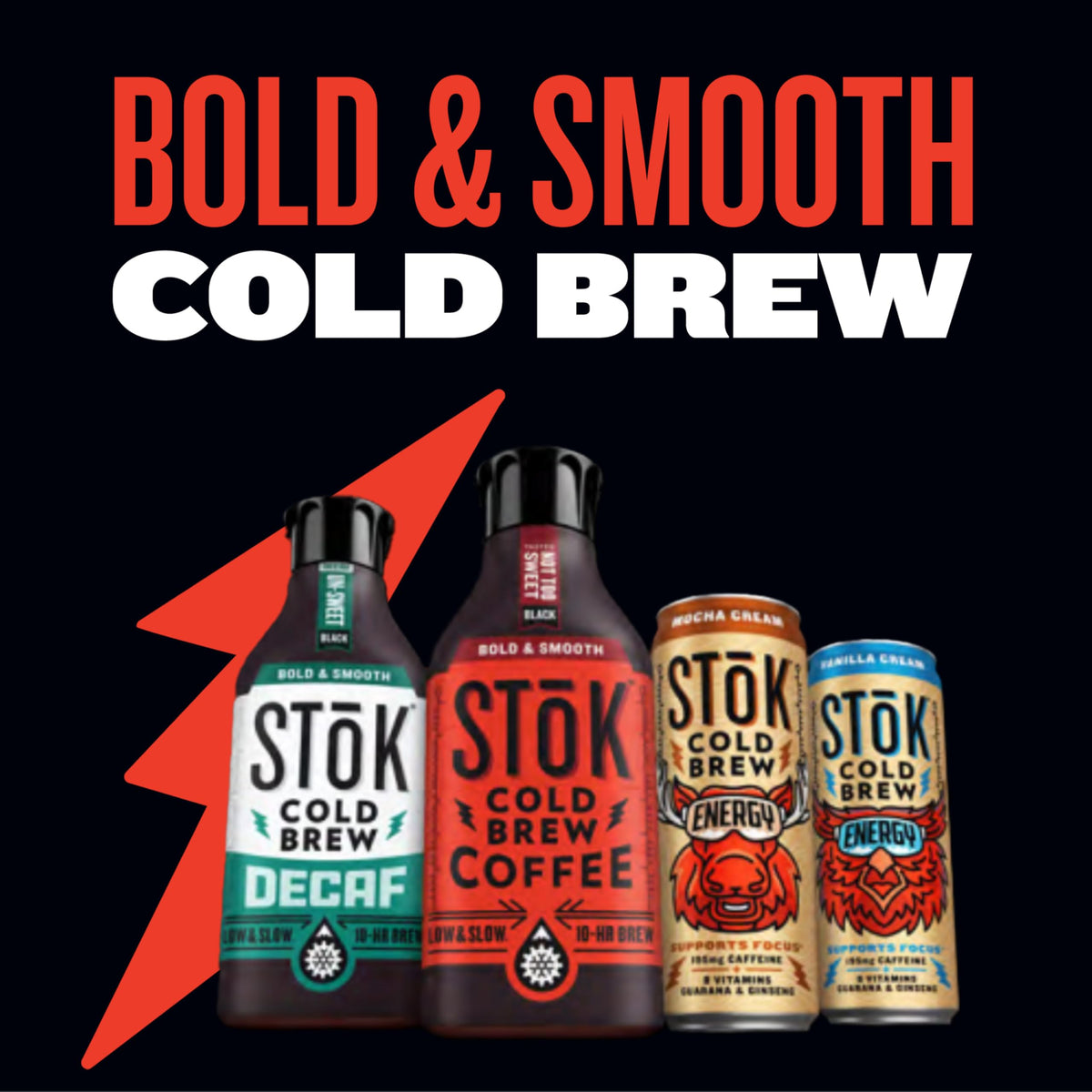 STOK Cold Brew Energy Mocha Cream – 195 mg Caffeine, 11oz Can, 12-Pack