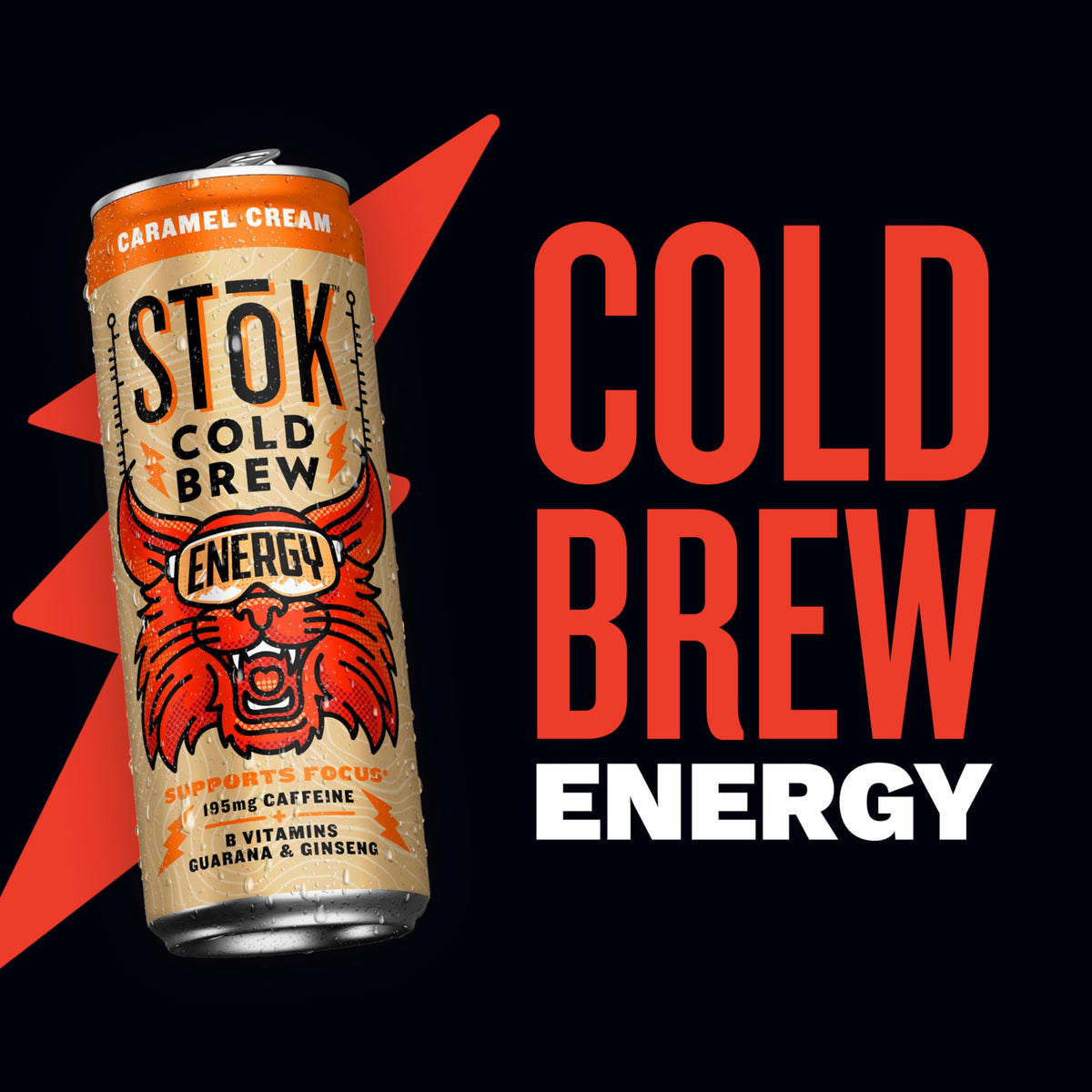 STOK Cold Brew Energy Caramel Cream — 195 mg Caffeine, Ready-to-Drink Coffee (11 fl oz, 12pk)