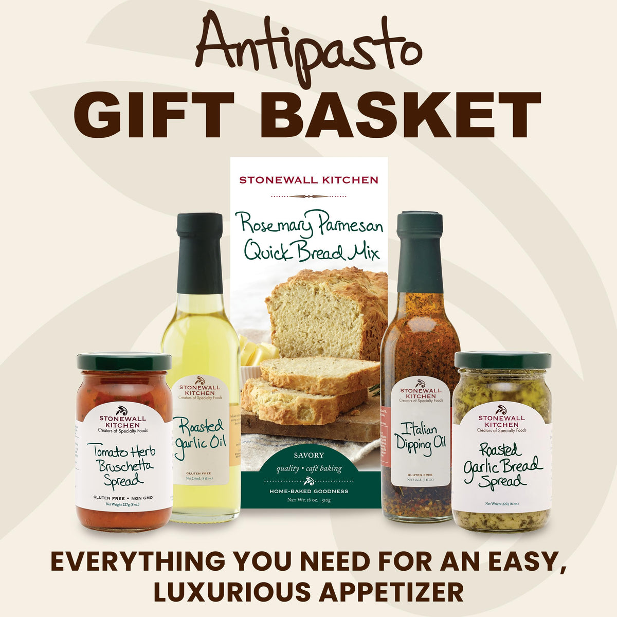 Stonewall Kitchen Antipasto 5-Piece Gift Set with Reusable Basket – Mother’s Day