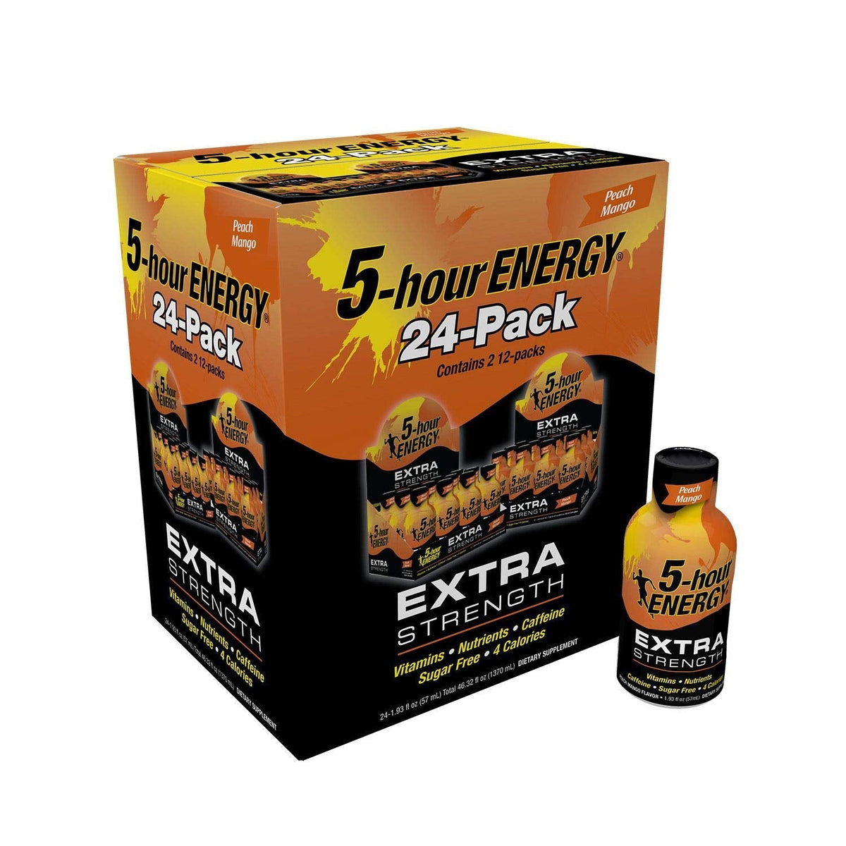 Store-383 5-Hour Energy Shot Extra Strength Peach Mango, 24 pk