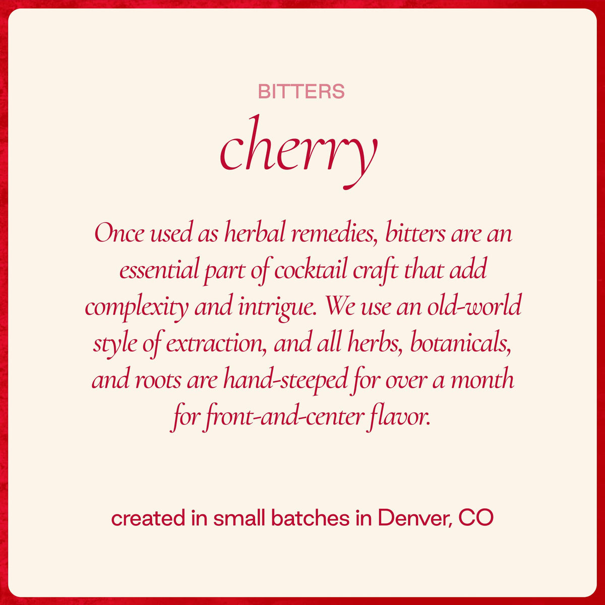Strongwater Cherry Bitters (40 Servings) – Organic Tart & Bing Cherries, Cinnamon Spice, 3oz