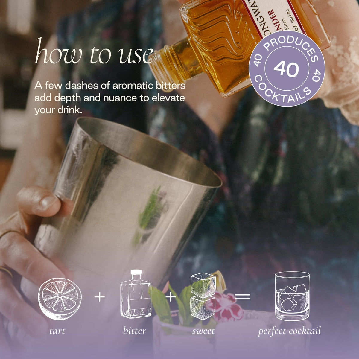 Strongwater Lavender Bitters (40 Servings) – Floral Lavender, Chamomile & Calendula, 3oz