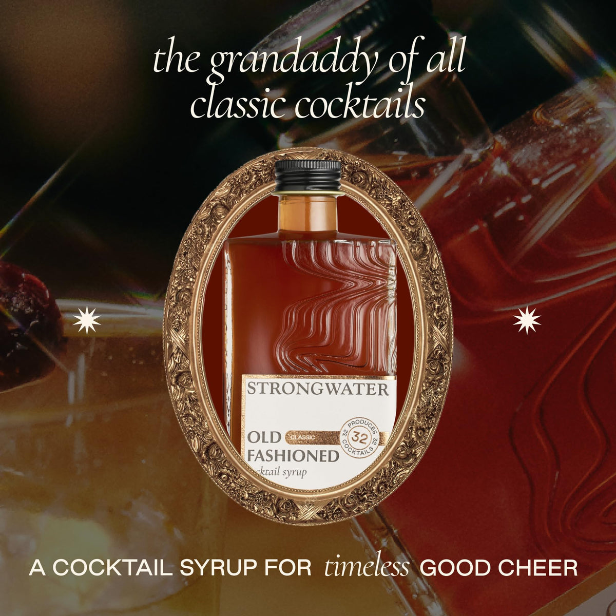Strongwater Old Fashioned Mix – Makes 32 Cocktails | Handcrafted Syrup with Organic Cherry & Orange Zest