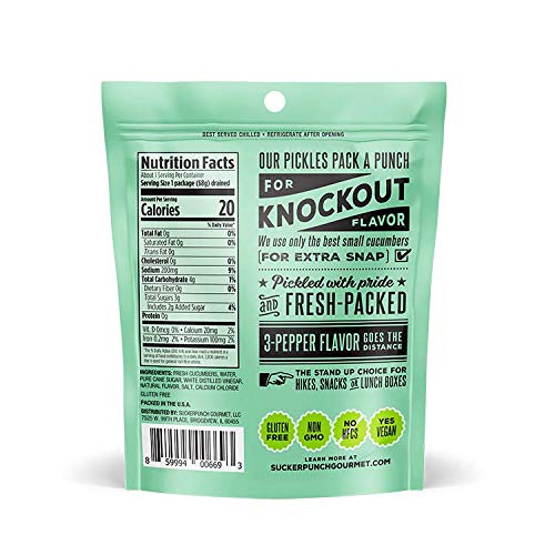 SuckerPunch Pickles in a Pouch — 4-Flavor Variety Pack, Dill Chip-Cut, On-the-Go Snack