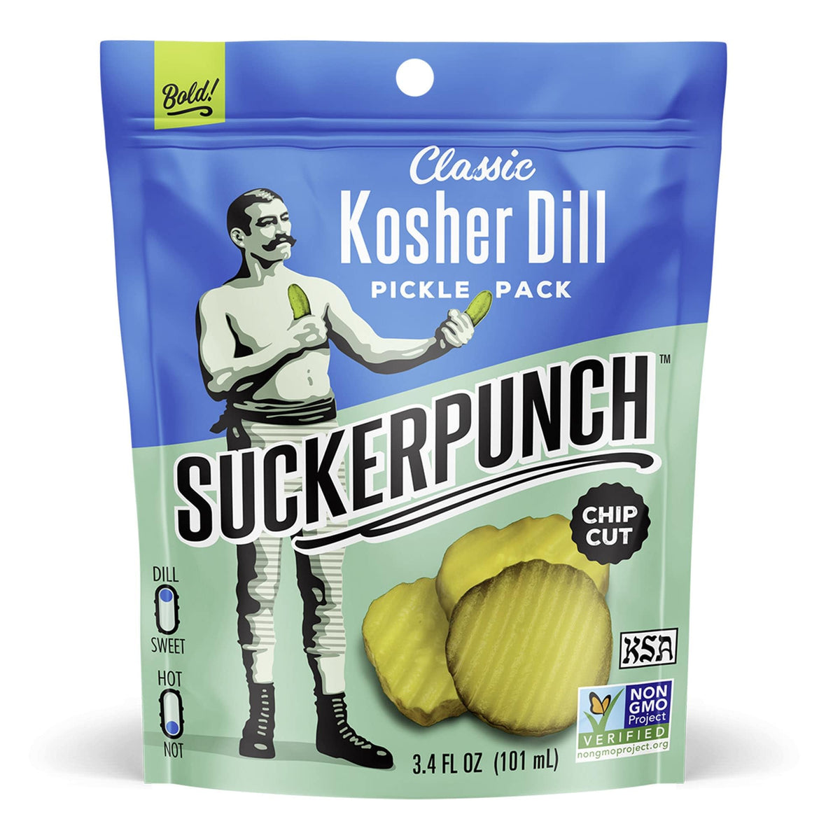 SuckerPunch Pickles in a Pouch – 4-Flavor Variety Pack, Classic Dill, Gluten Free, Sugar Free, Low Calorie, Keto, Vegan, Non-GMO, Ready to Eat