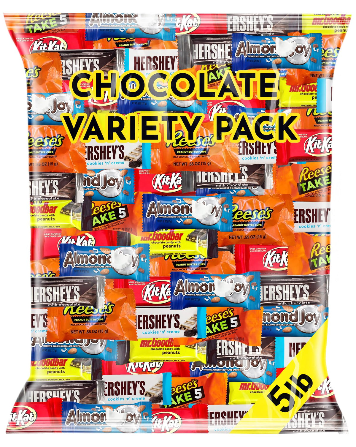 SUGADELIC Chocolate Candy Variety Pack – 5 lb Bulk, 250+ Individually Wrapped Mini Bars