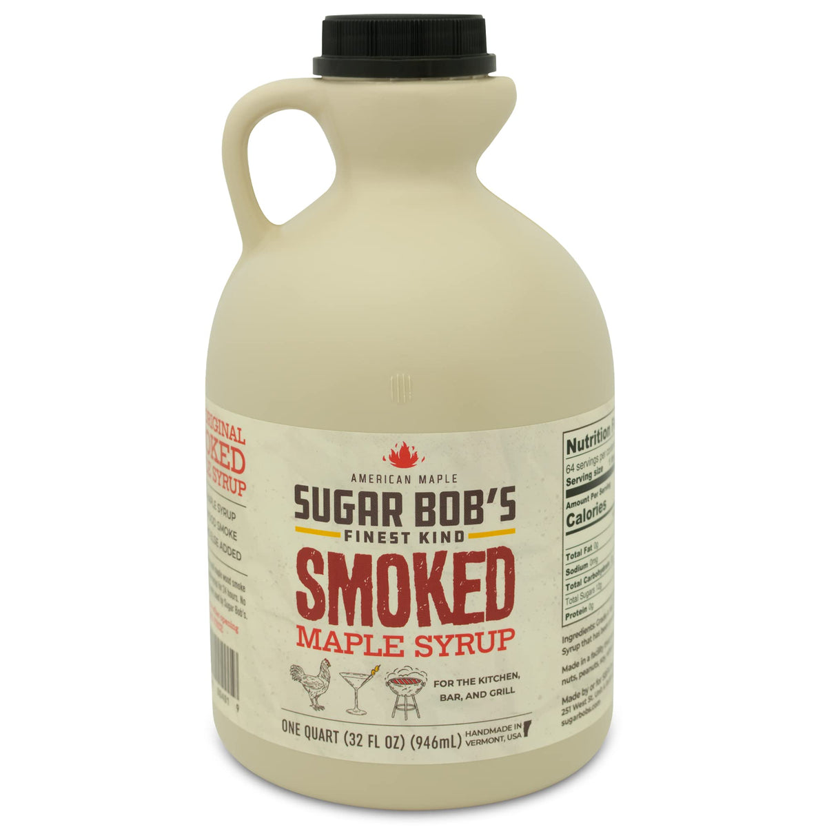 Sugar Bob's Finest Kind Smoked Maple Syrup – 32 oz Vermont Glaze, Marinade & Cocktail Mixer