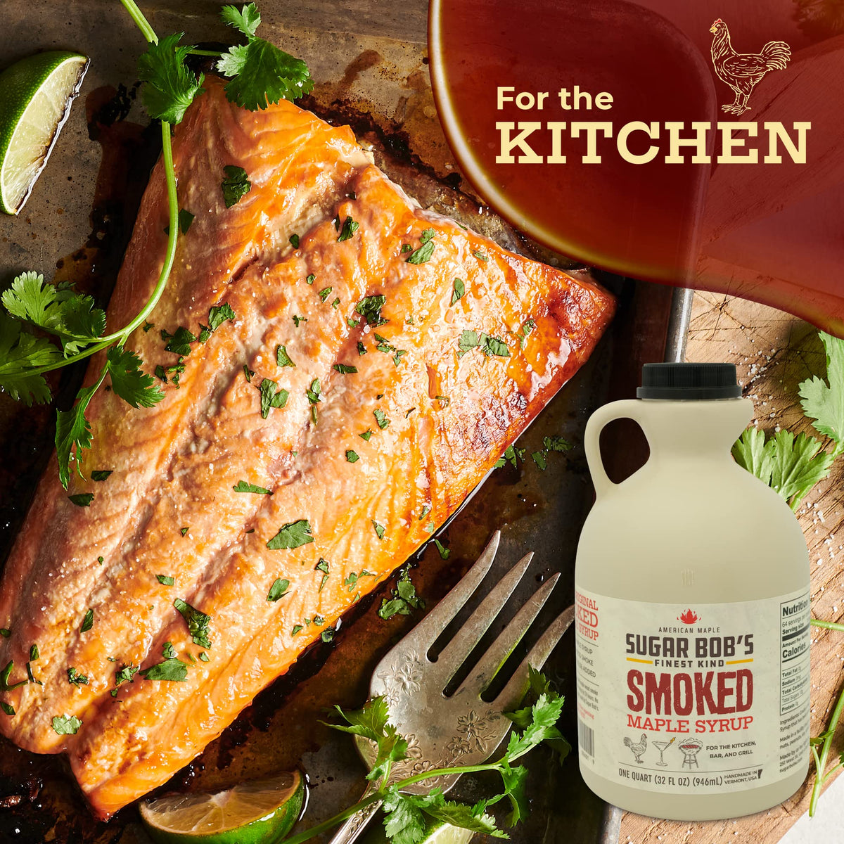 Sugar Bob's Finest Kind Smoked Maple Syrup – 32 oz Vermont Glaze, Marinade & Cocktail Mixer