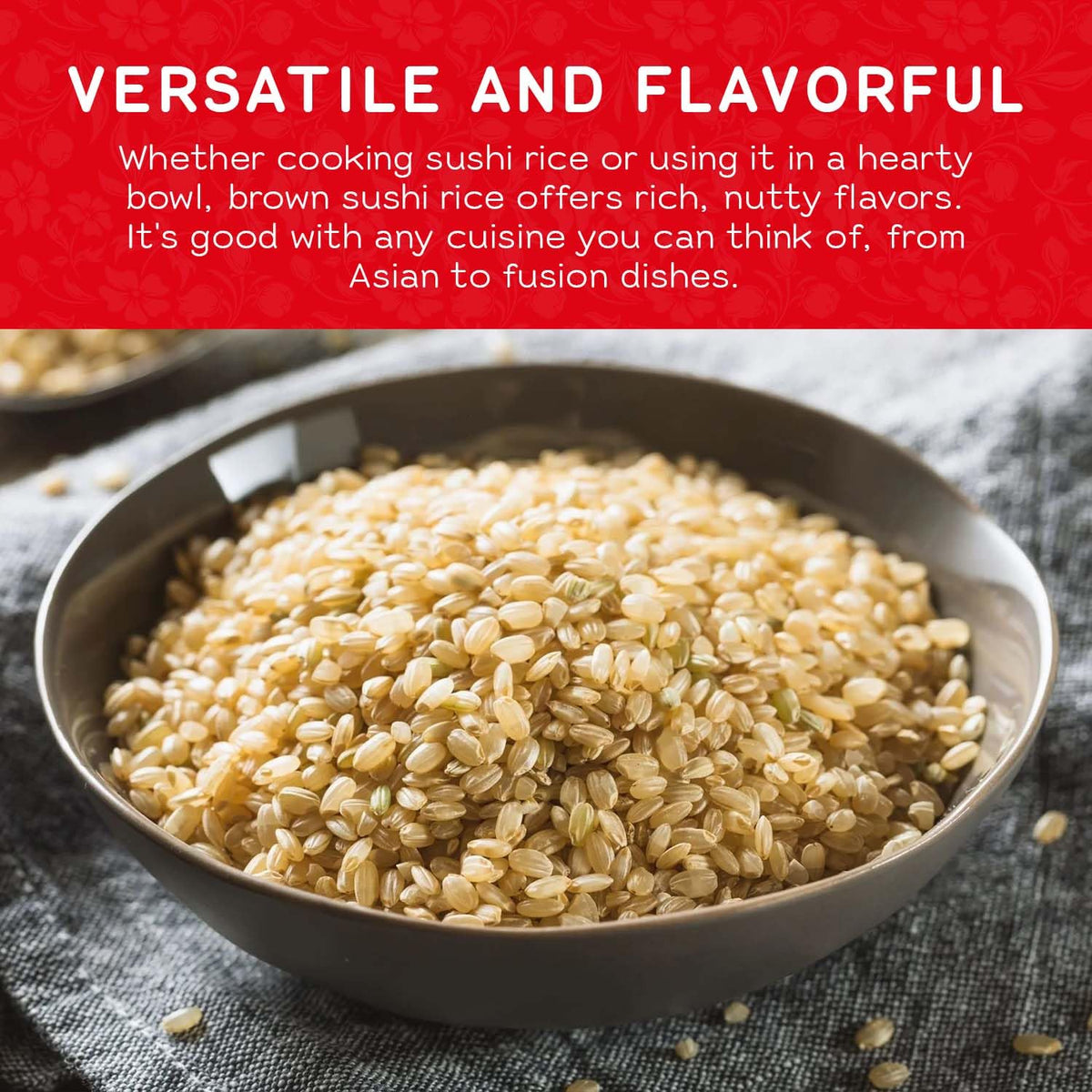 Sukoyaka SHIRAKIKU Brown Rice Genmai | Premium Short Grain, Fiber-Rich, 15 lb