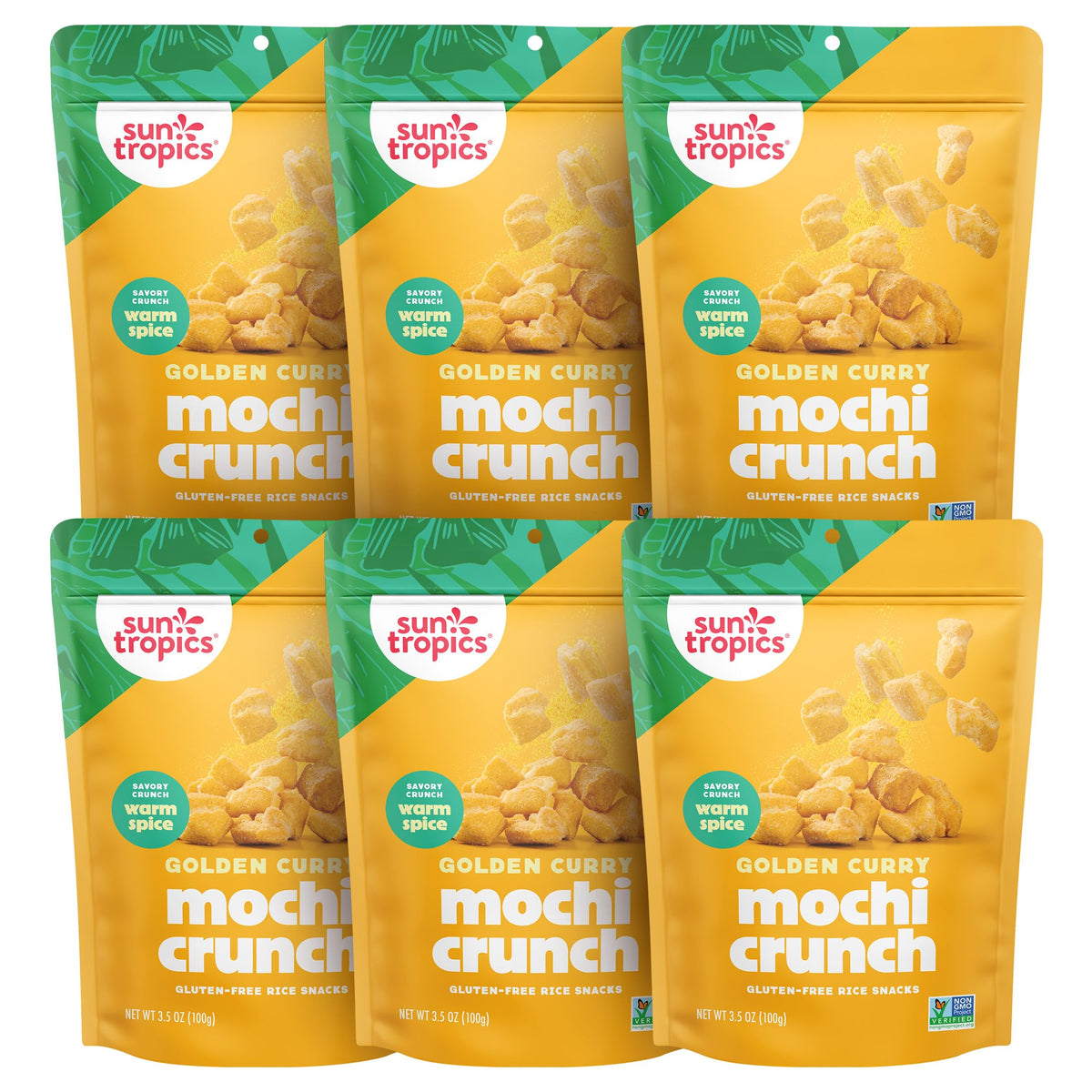 Sun Tropics Mochi Snack Bites – Golden Curry Flavor, 3.5 oz (6 Pack) | Gluten Free & Dairy Free