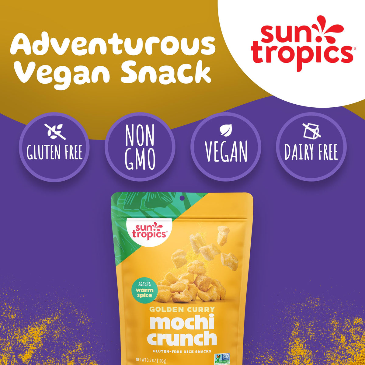Sun Tropics Mochi Snack Bites – Golden Curry Flavor, 3.5 oz (6 Pack) | Gluten Free & Dairy Free