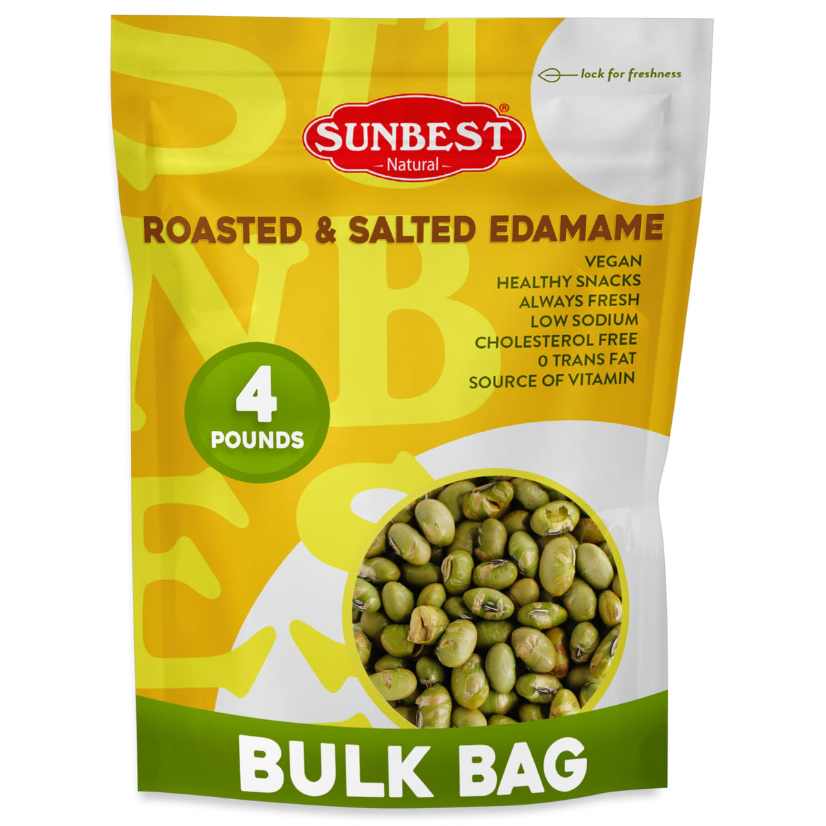 Sunbest Natural Edamame Beans – 64 oz Salted & Dry Roasted | Plant-Based Snack