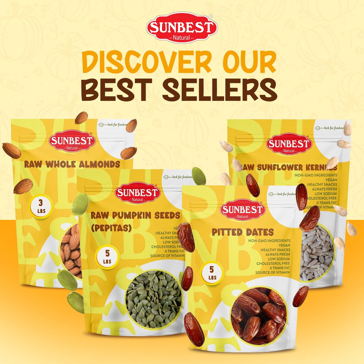 Sunbest Natural Raw Pumpkin Seeds – 5 lb Bulk Unsalted & Shelled Pepitas